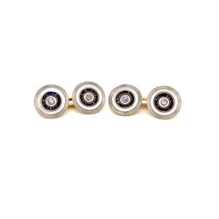 French Art Deco Sapphire Diamond Platinum 18k Cufflink : French Hallmark Art Deco Sapphire Approx 1ct Diamond Approx 0.2ct Platinum 18k Yellow Gold Weight Cufflink 8.06gr 
