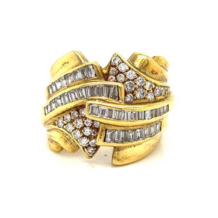 1960’s 18k Diamond Ring: 1960’s 18k Yellow Gold Weight 17.2g Diamond Approx. 2.05ct Ring Size 10 Measurements 0.80”x1.02”