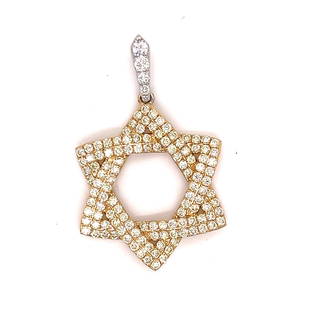 14k Fancy Diamond Star of David Pendant : 14k White & Yellow 5.6g Fancy Diamond Approx. 1ct Star of David 
