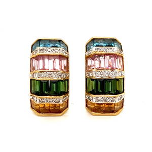 18k Multi Color Gems Diamond Earring&#160;