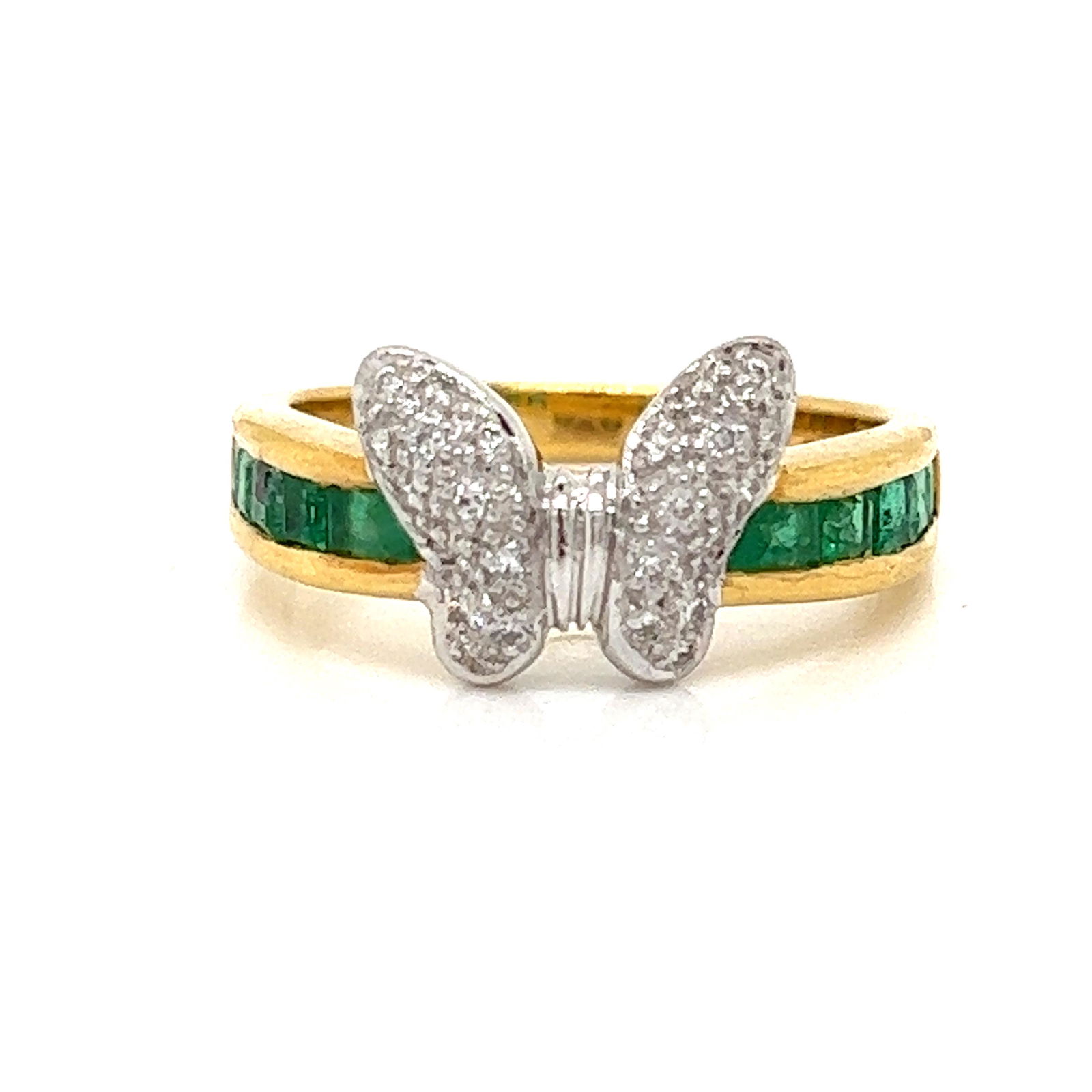 18k Diamond Emerald Butterfly Ring  (1 of 2)