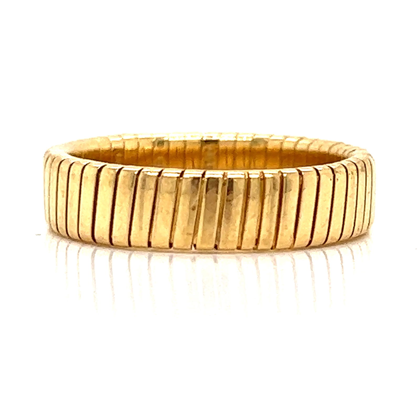 BVLGARI 18K Vintage Tubogas Ring: BVLGARI 18K Yellow Gold Weight 6g Vintage Tubogas Ring Size 6 Measurements 0.18”x0.78”