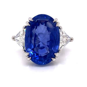 Platinum Ceylon Sapphire and Diamond Ring