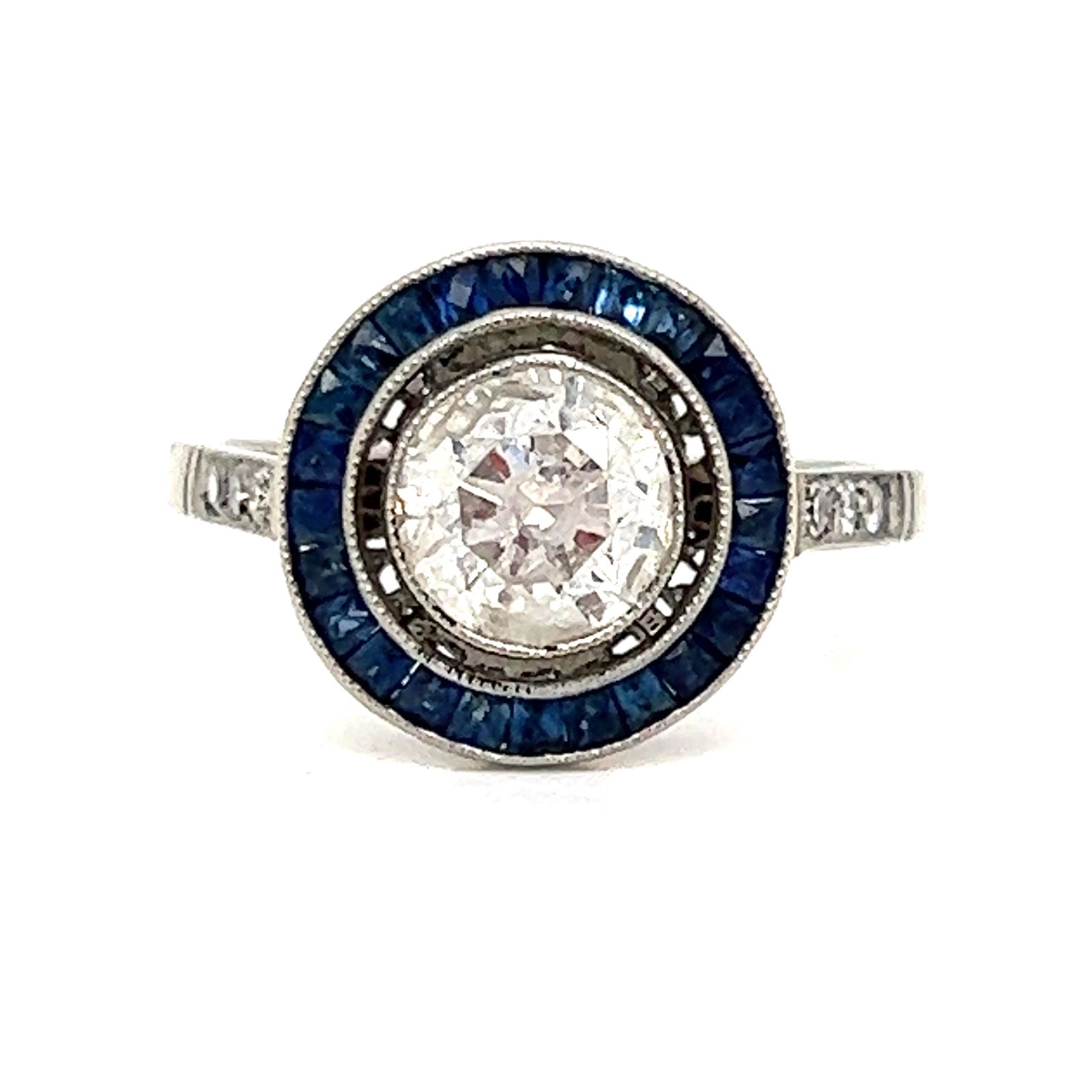 Platinum Diamond Sapphire Ring (1 of 2)