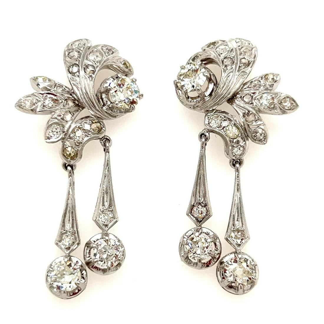 Platinum Diamond Dangle Earrings (1 of 1)