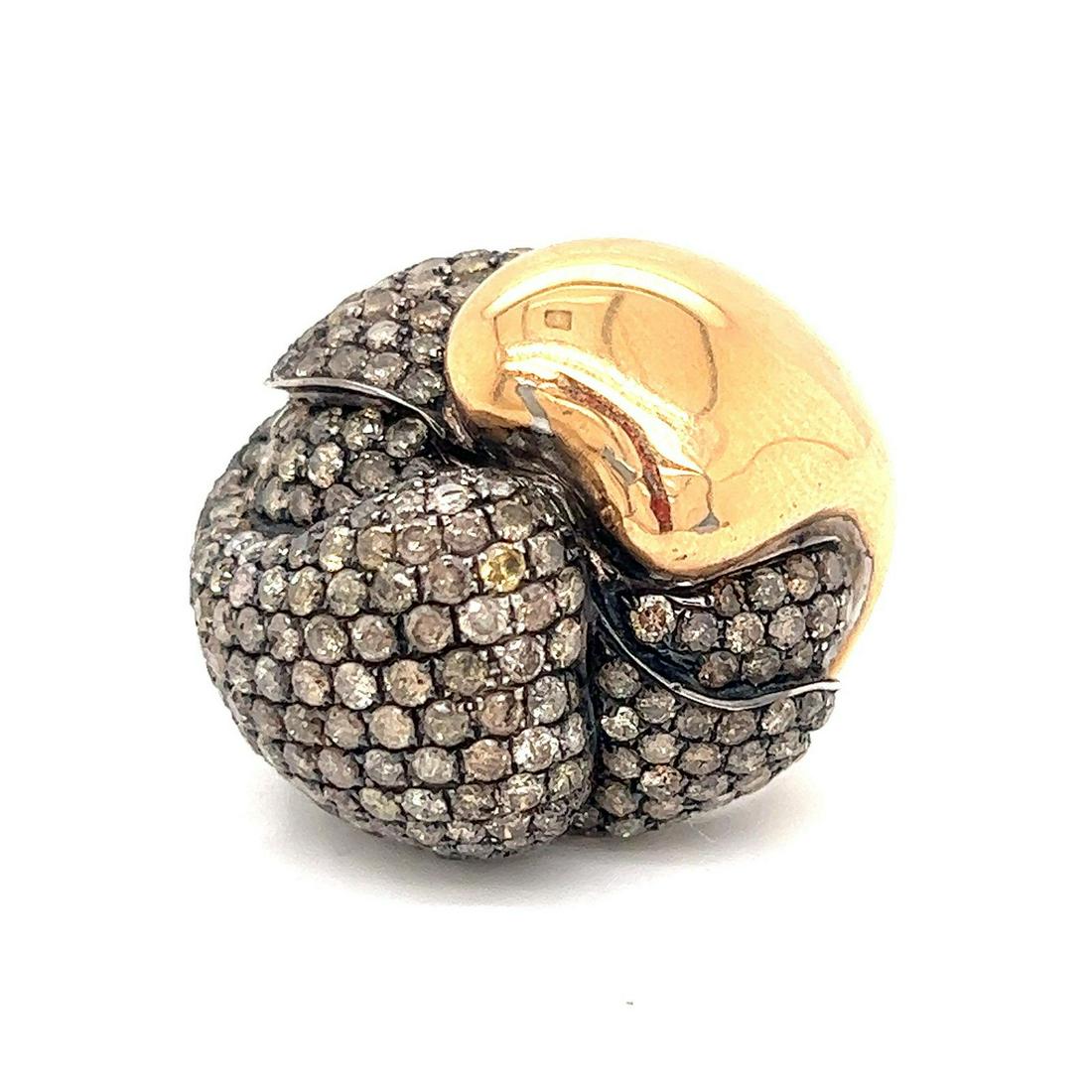 18k 2 Tone Gold Champagne Diamond Ring  (1 of 3)