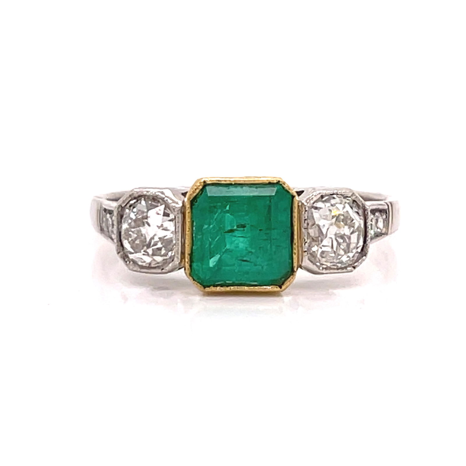 Platinum 18k Emerald Diamond Engagement Ring (1 of 3)