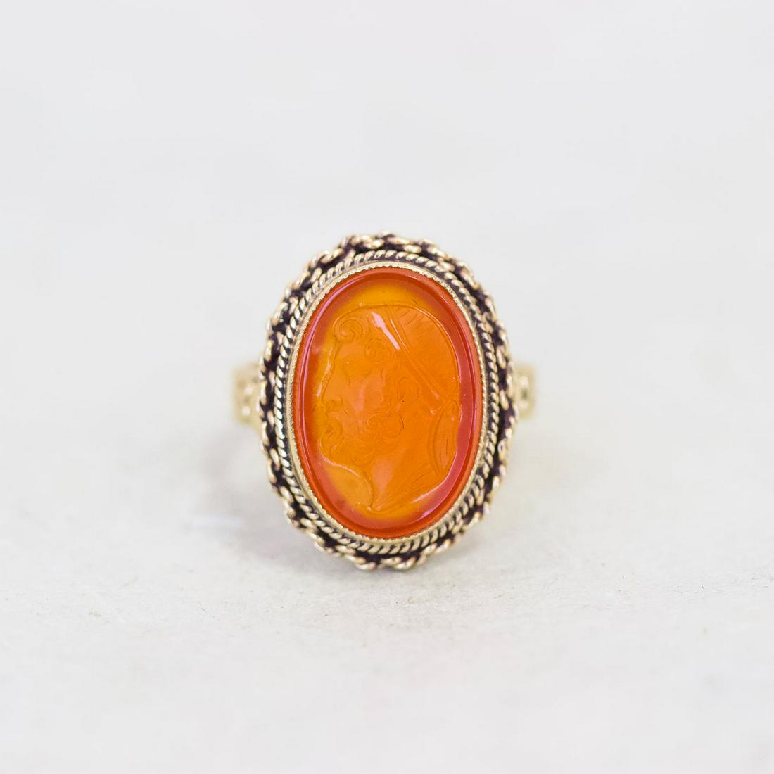 14k Vintage Carnelian Cameo Ring (1 of 2)