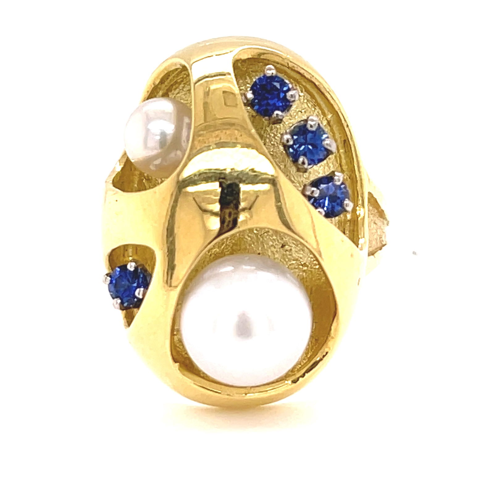 Avant Garde 18k Sapphire Pearl Ring  (1 of 2)