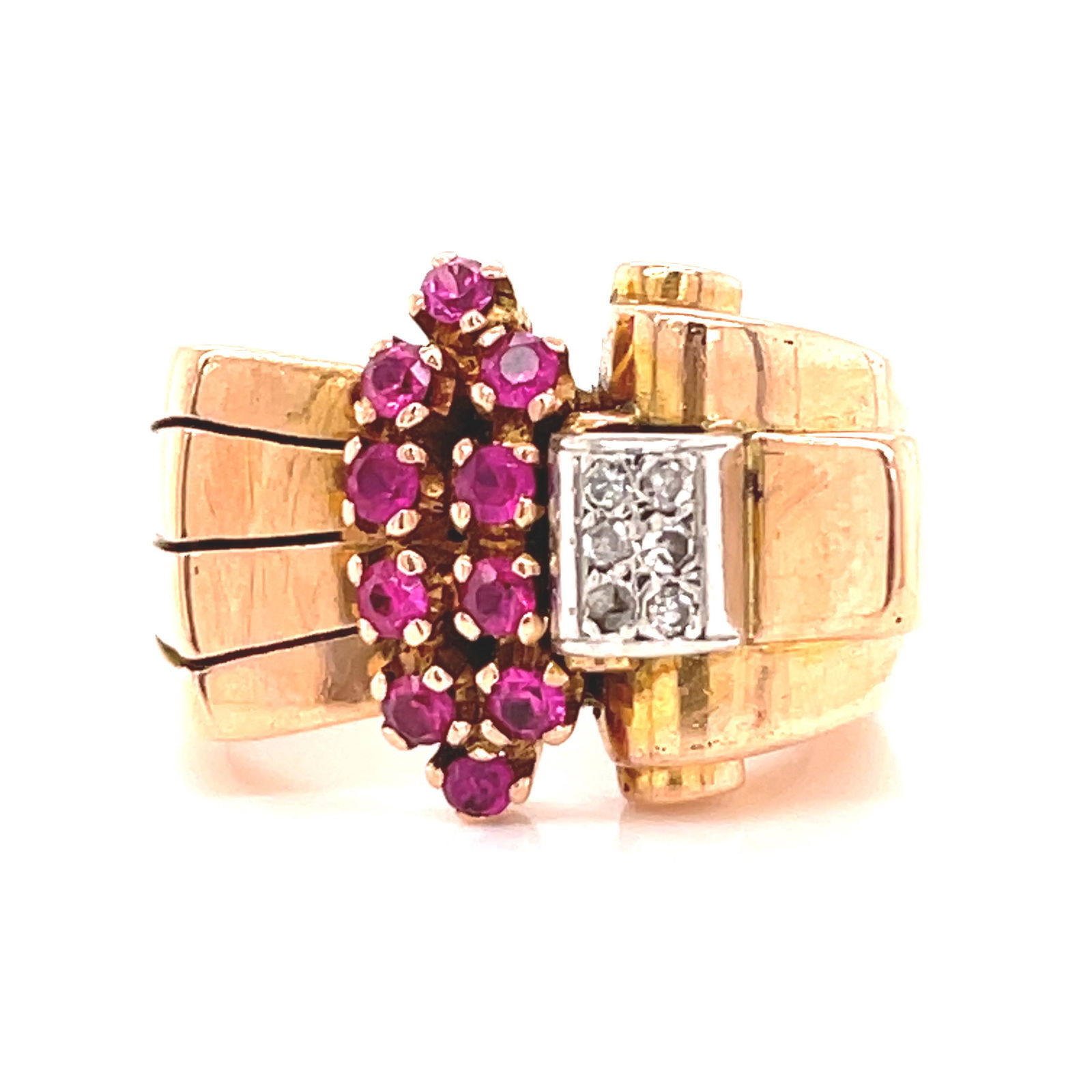 Retro 18k Pink Gold Diamond Ring  (1 of 3)