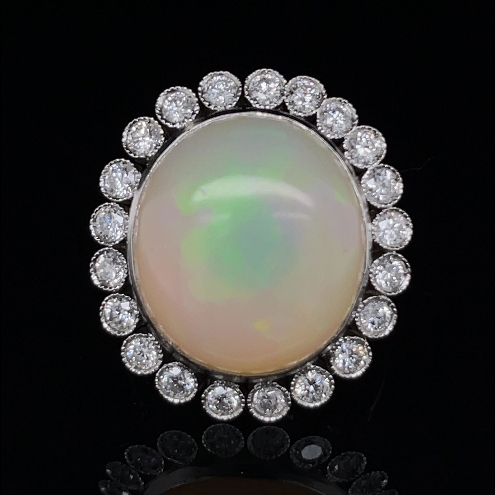 Platinum Diamond Opal Ring  (1 of 3)