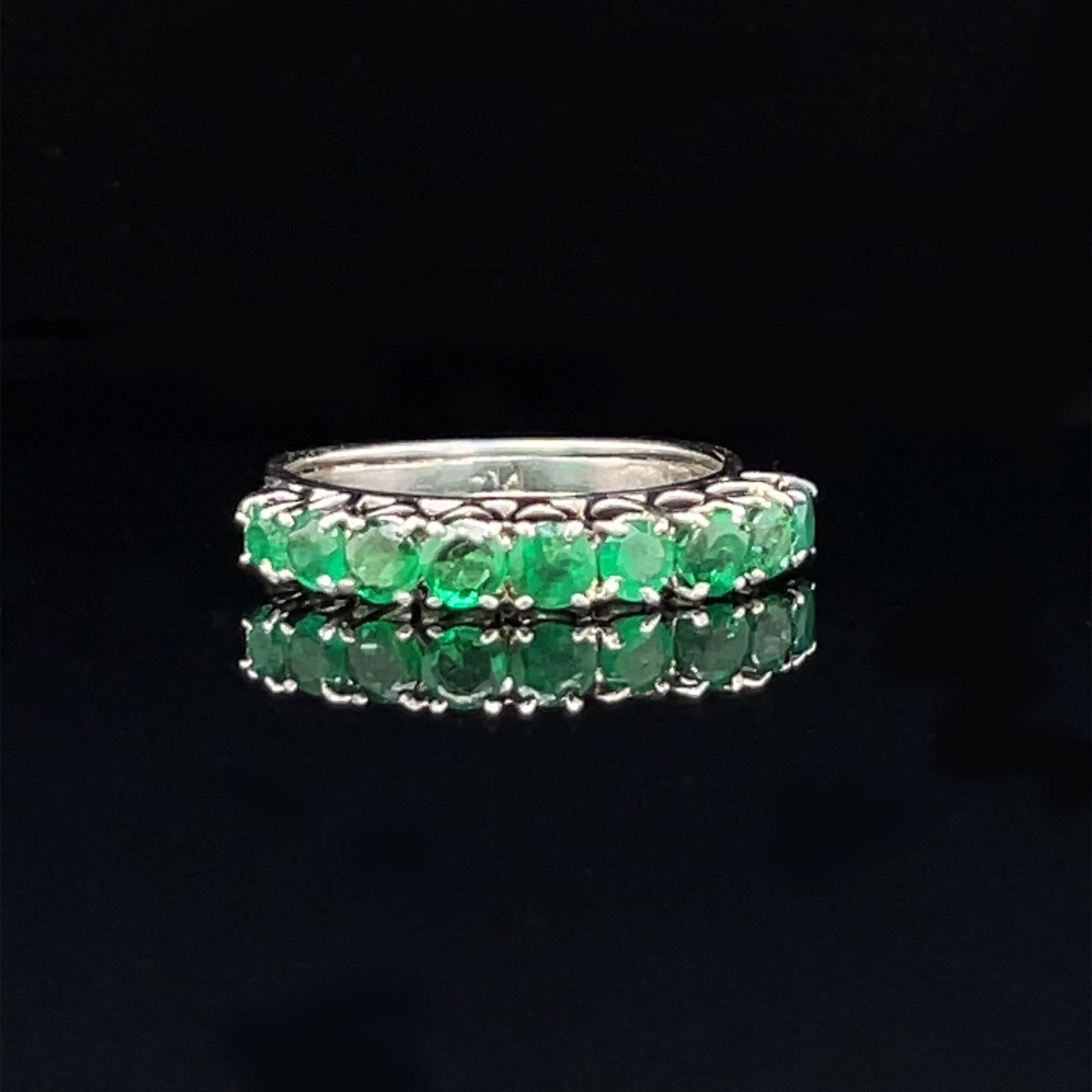 Platinum Art Deco Emerald Half Eternity Ring  (1 of 3)