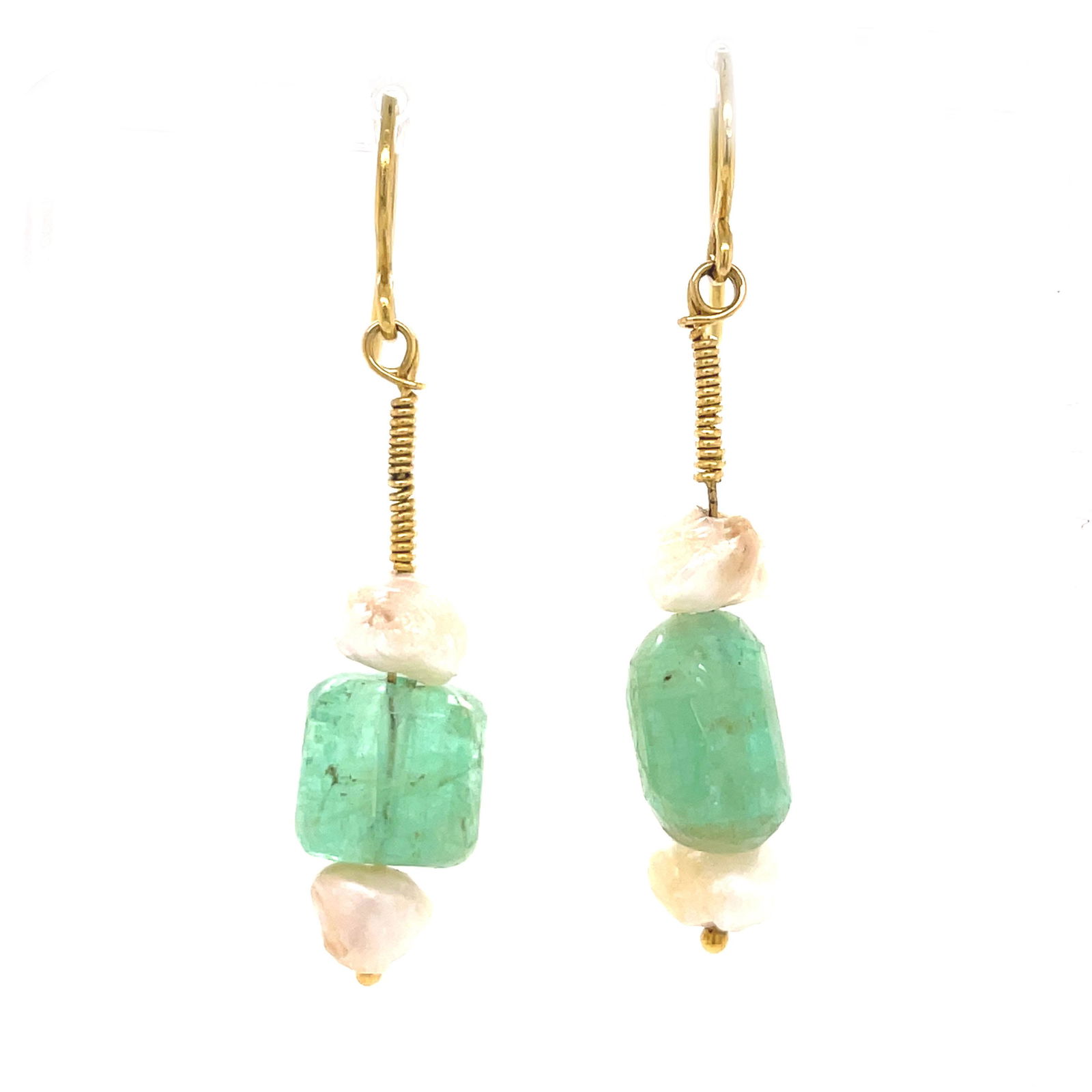 18k Emerald Pearl Earrings (1 of 2)
