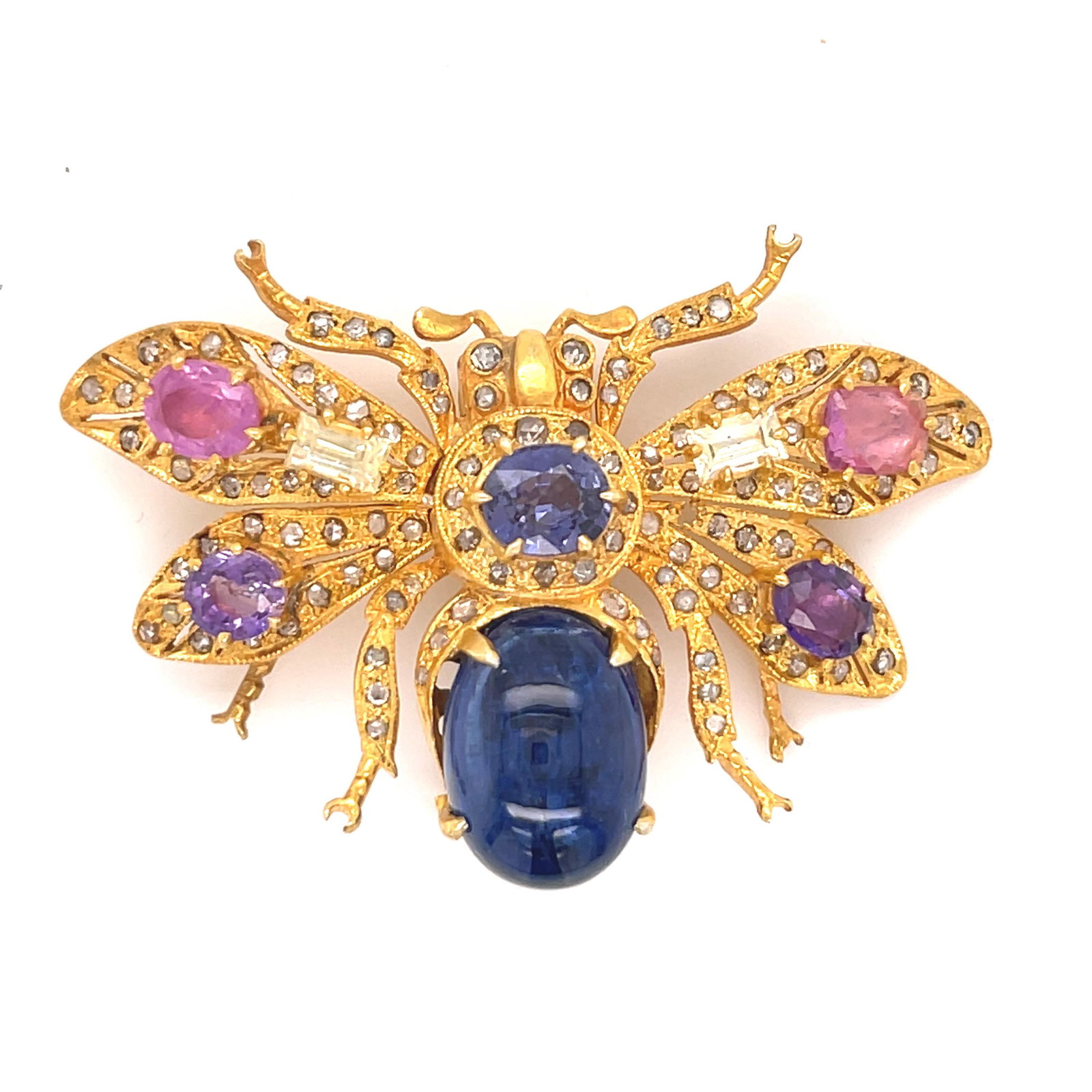 Silver & Gold Multi Gem Articulated Bug Brooch (1 of 1)
