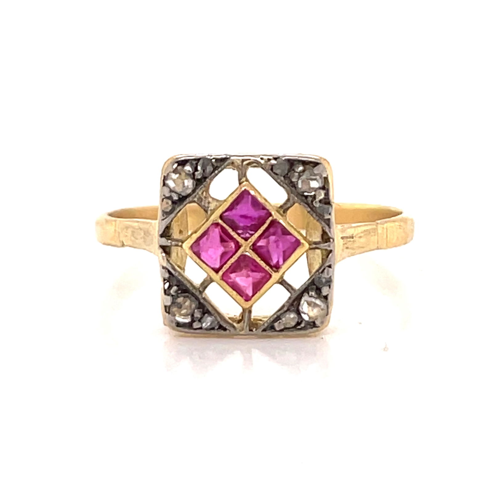 Art Deco 18k Rubi Diamond Ring  (1 of 2)