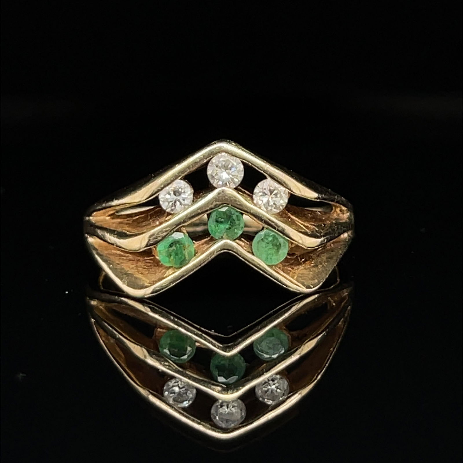 Retro 14k Emerald Diamond Ring (1 of 2)