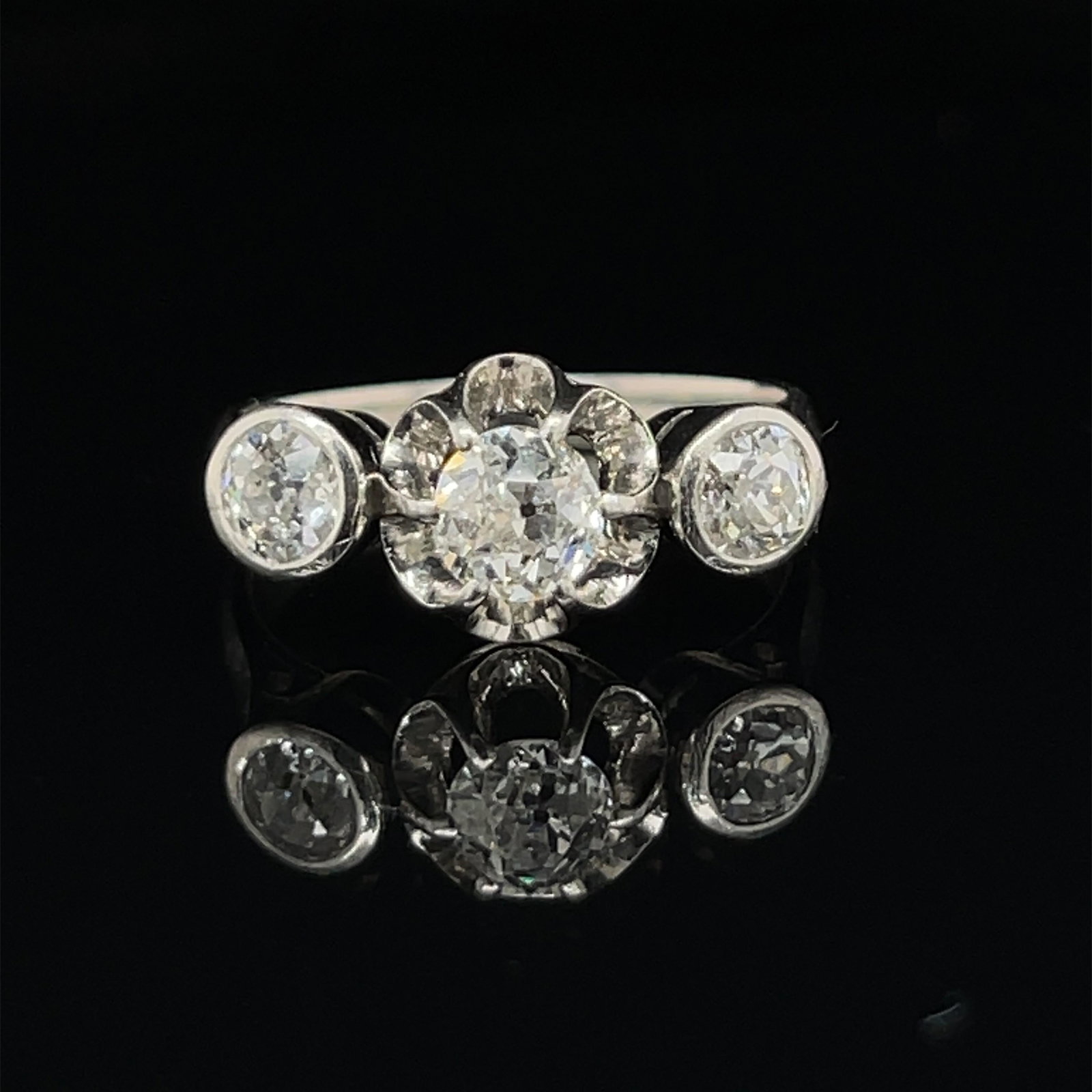 Art Deco Platinum 3 Diamond Ring  (1 of 3)