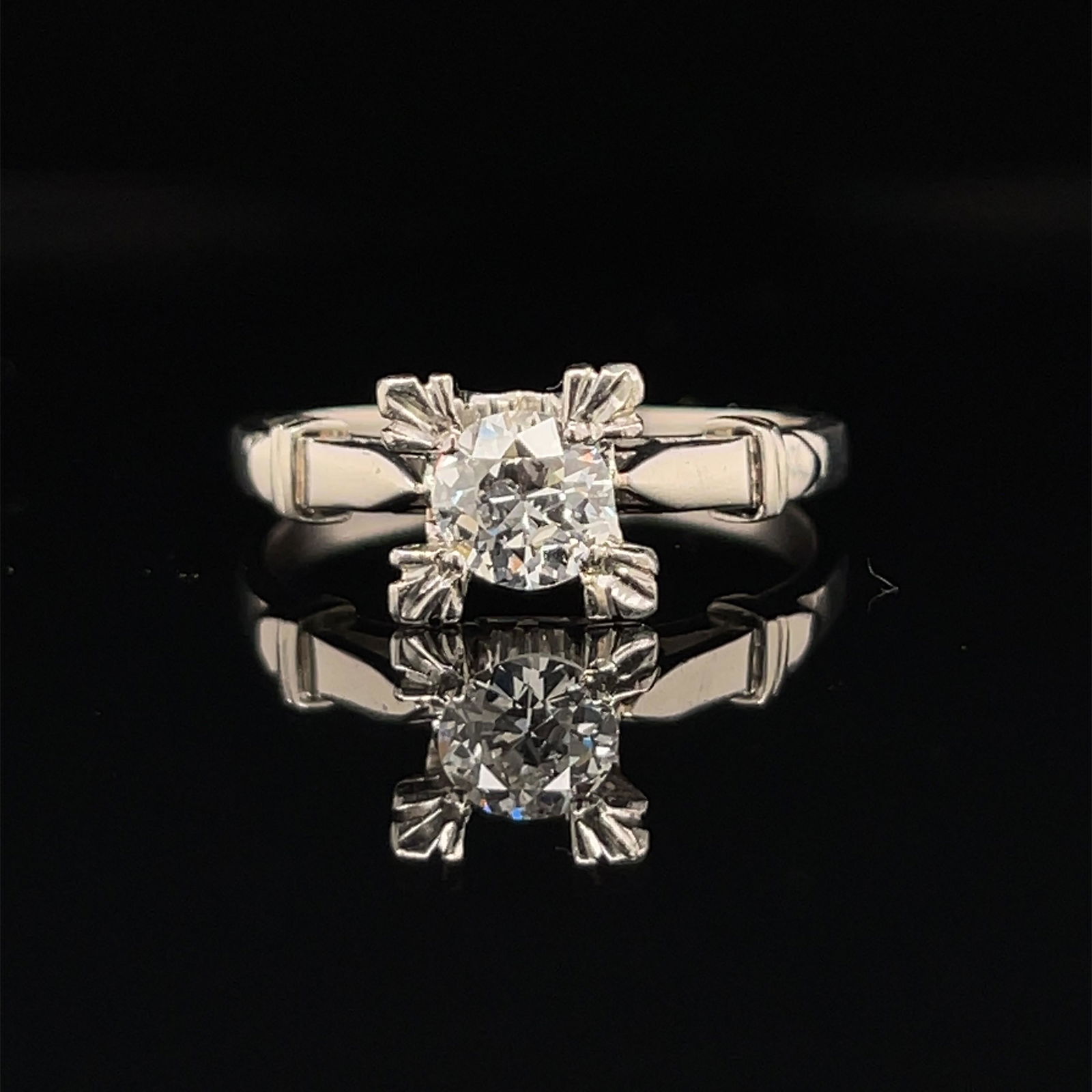 Art Deco Platinum Diamond Engament Ring  (1 of 3)