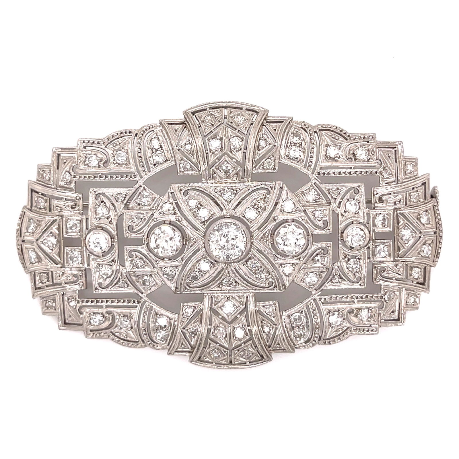 1920’ Platinum Diamond Plaque Brooch (1 of 1)