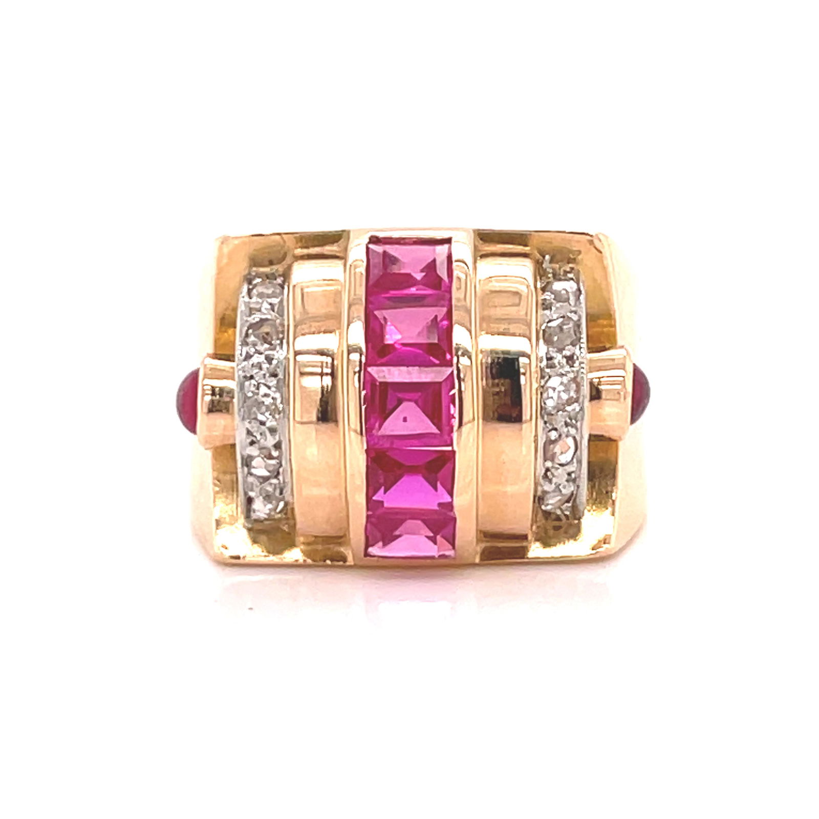Art Deco 18k Ruby Diamond Chevalier Ring (1 of 2)