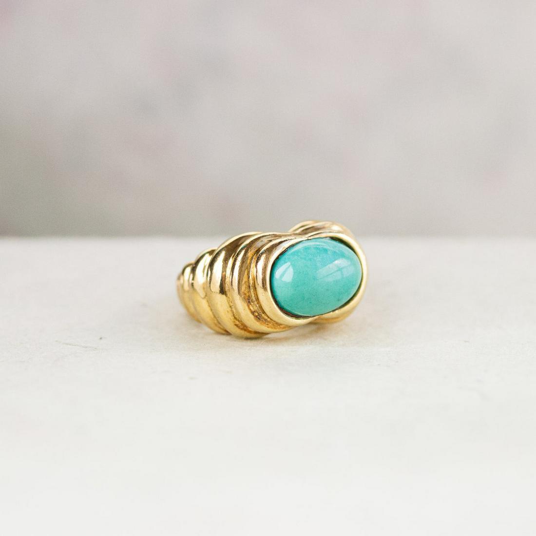 14k Vintage Turquoise & Scalloped Gold Ring (1 of 3)
