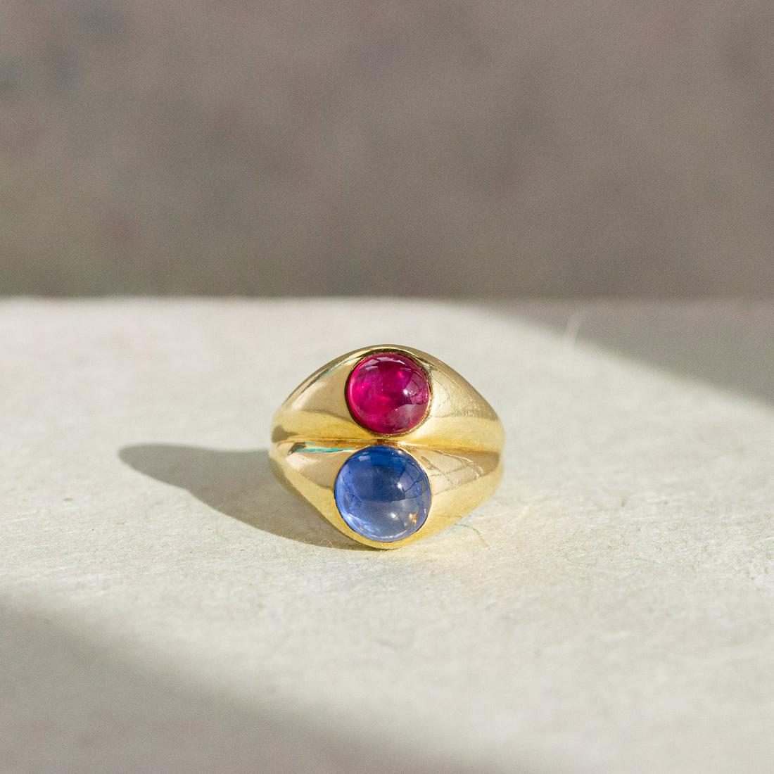 18k Ruby & Sapphire Gypsy Ring (1 of 3)