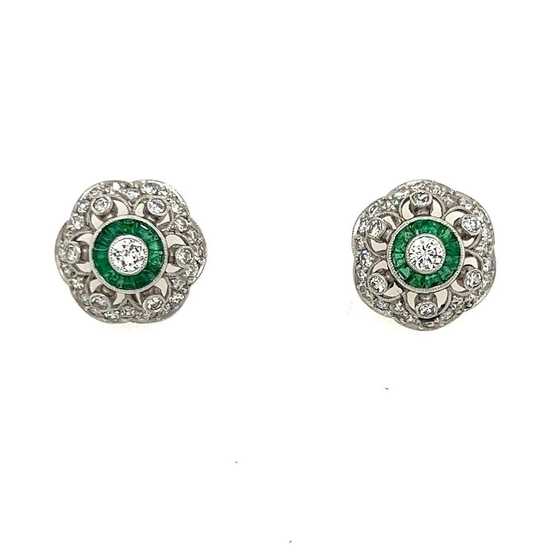 Platinum Emerald Diamond Earring (1 of 2)