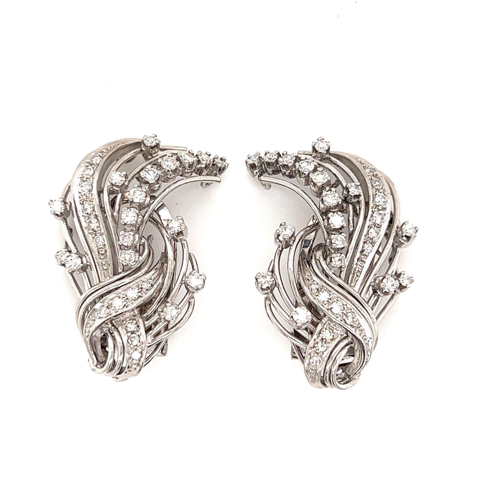 Platinum Retro  Diamond Earrings (1 of 1)