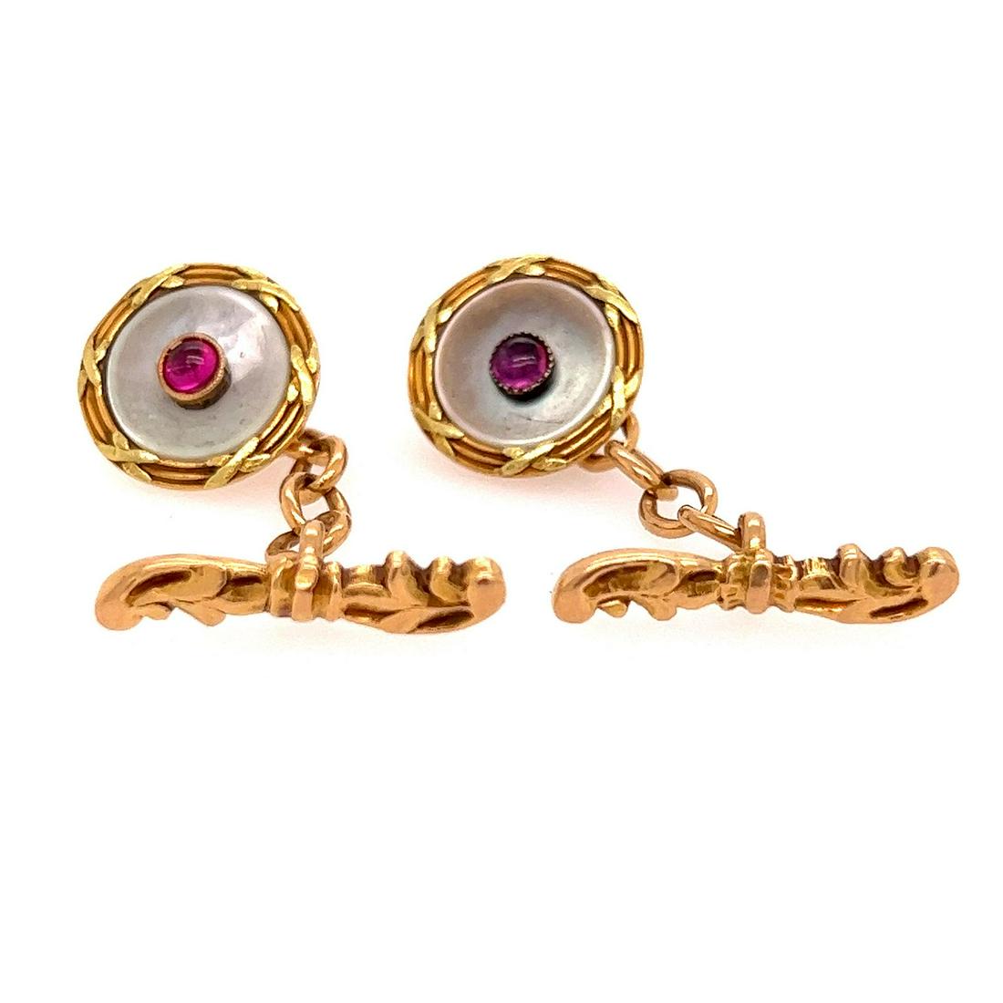 1920’s 18k Mabe Ruby Cufflinks (1 of 1)