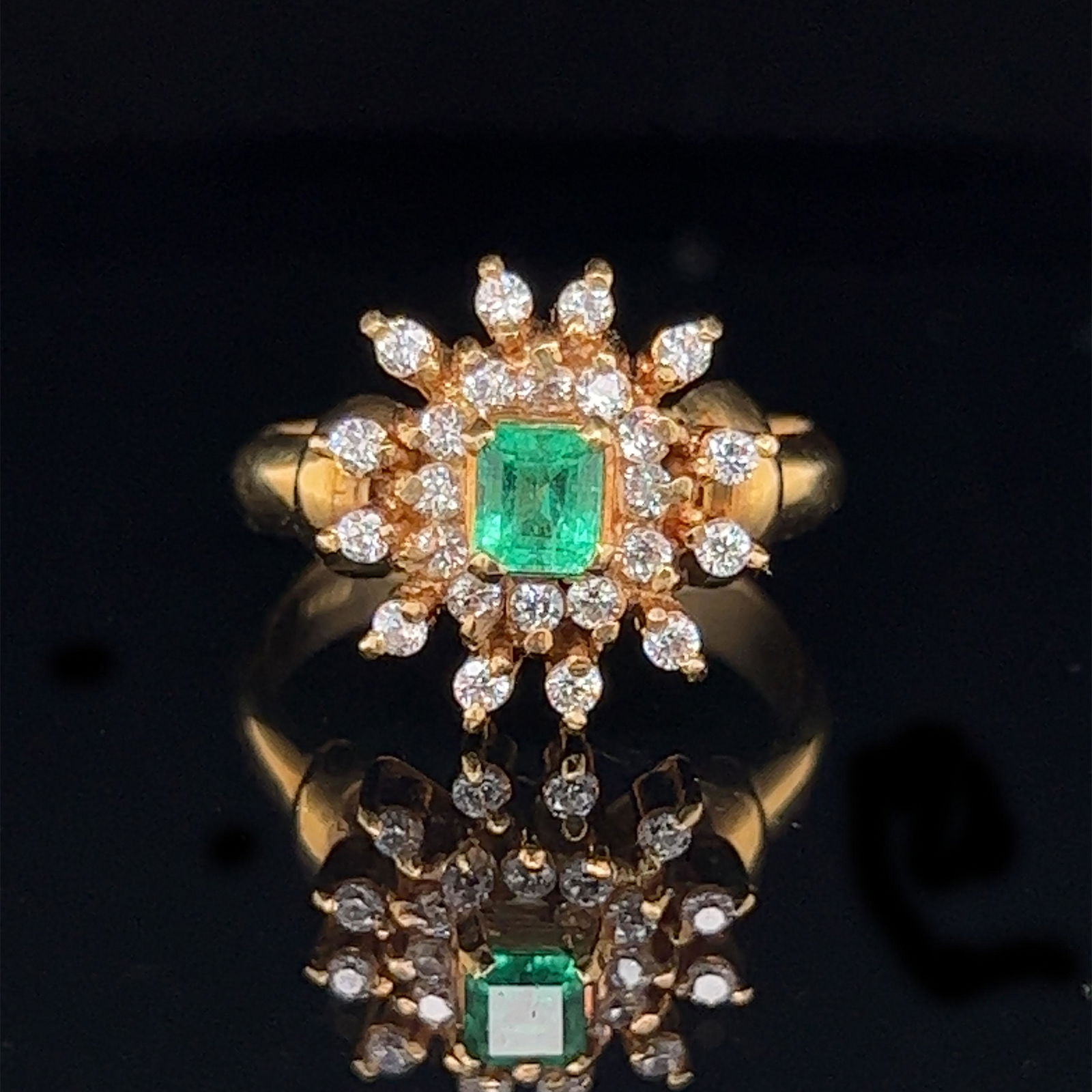 70’s 18k Emerald Diamond Ring  (1 of 2)