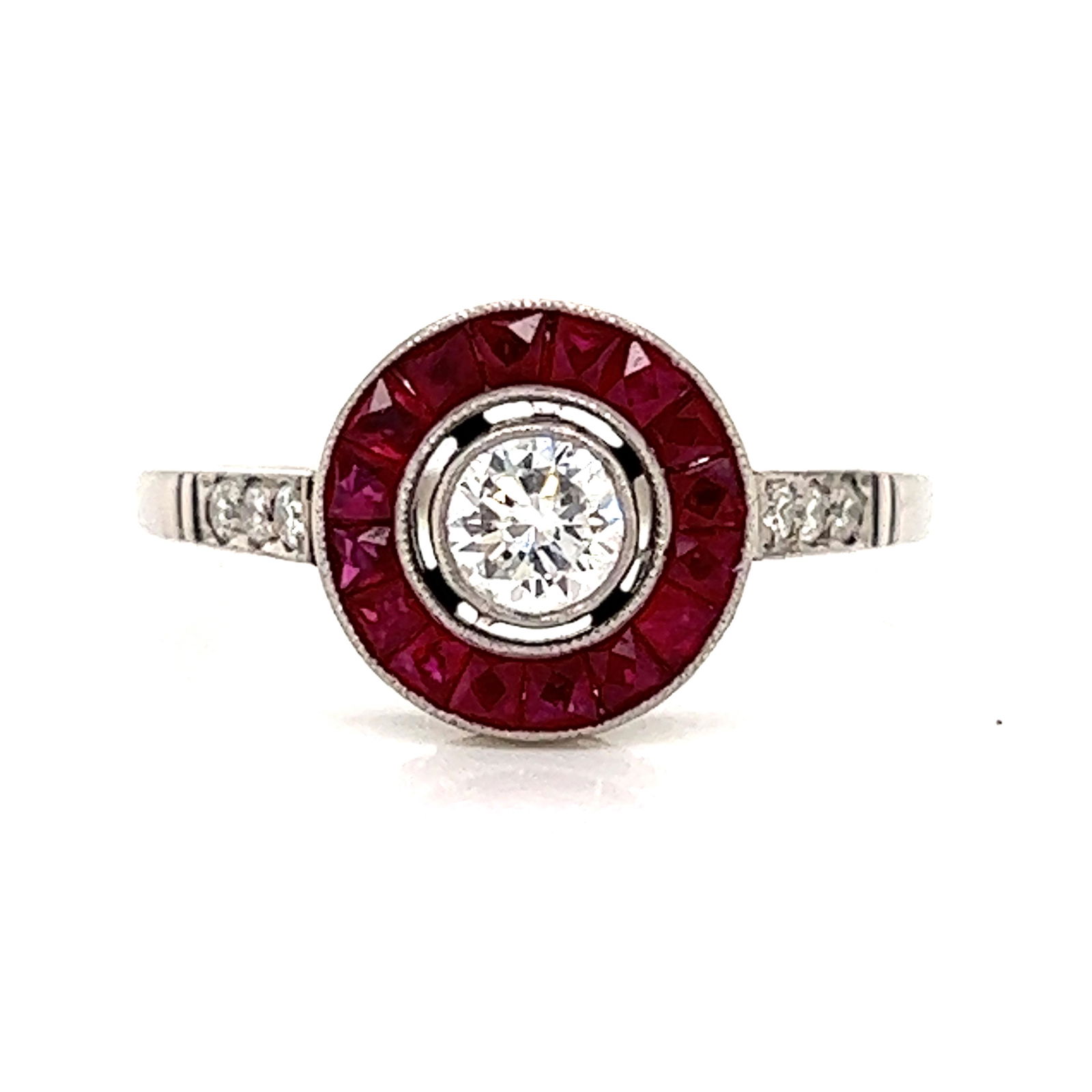 Platinum Diamond Ruby Target Ring (1 of 2)