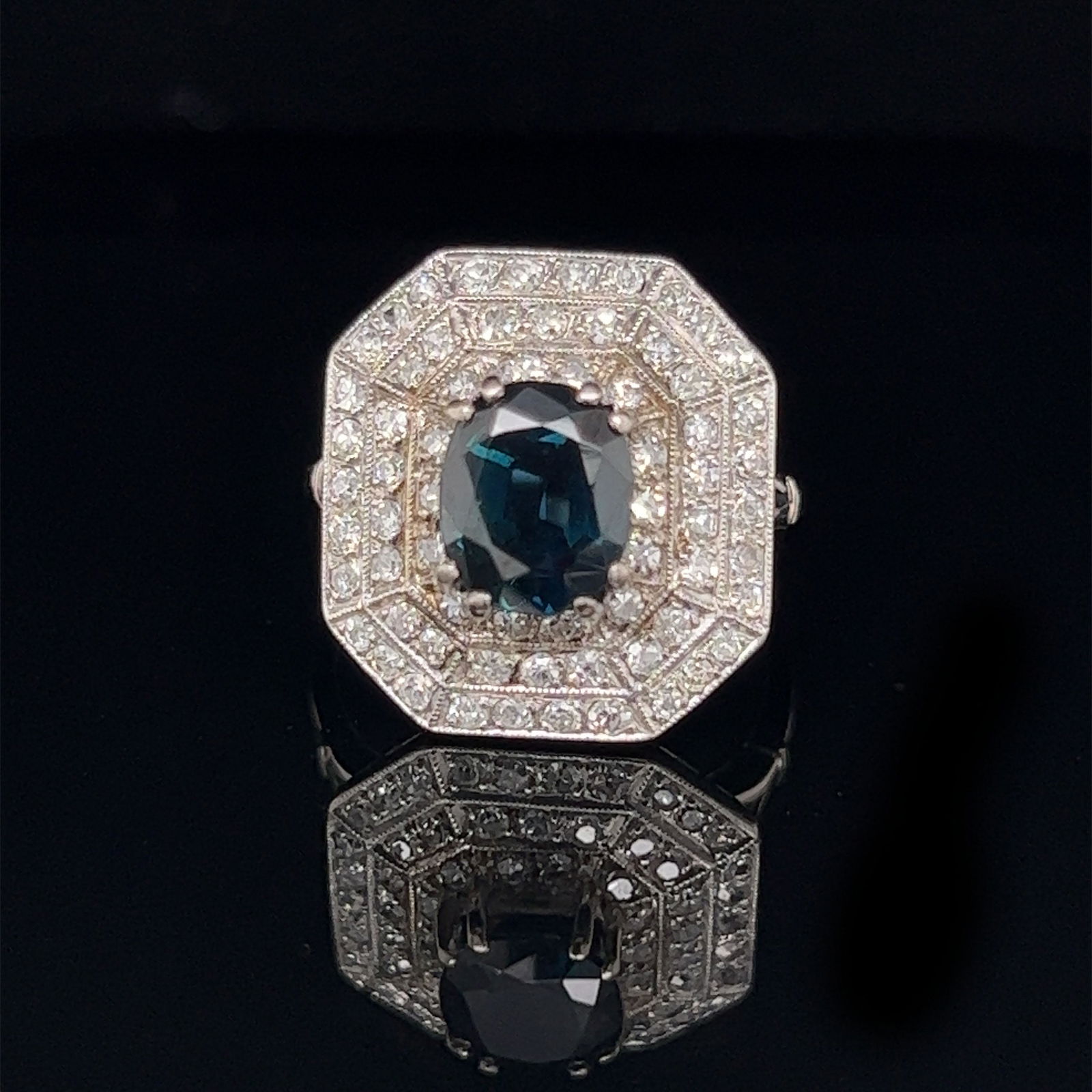 Platinum Sapphire Diamond Ring (1 of 3)