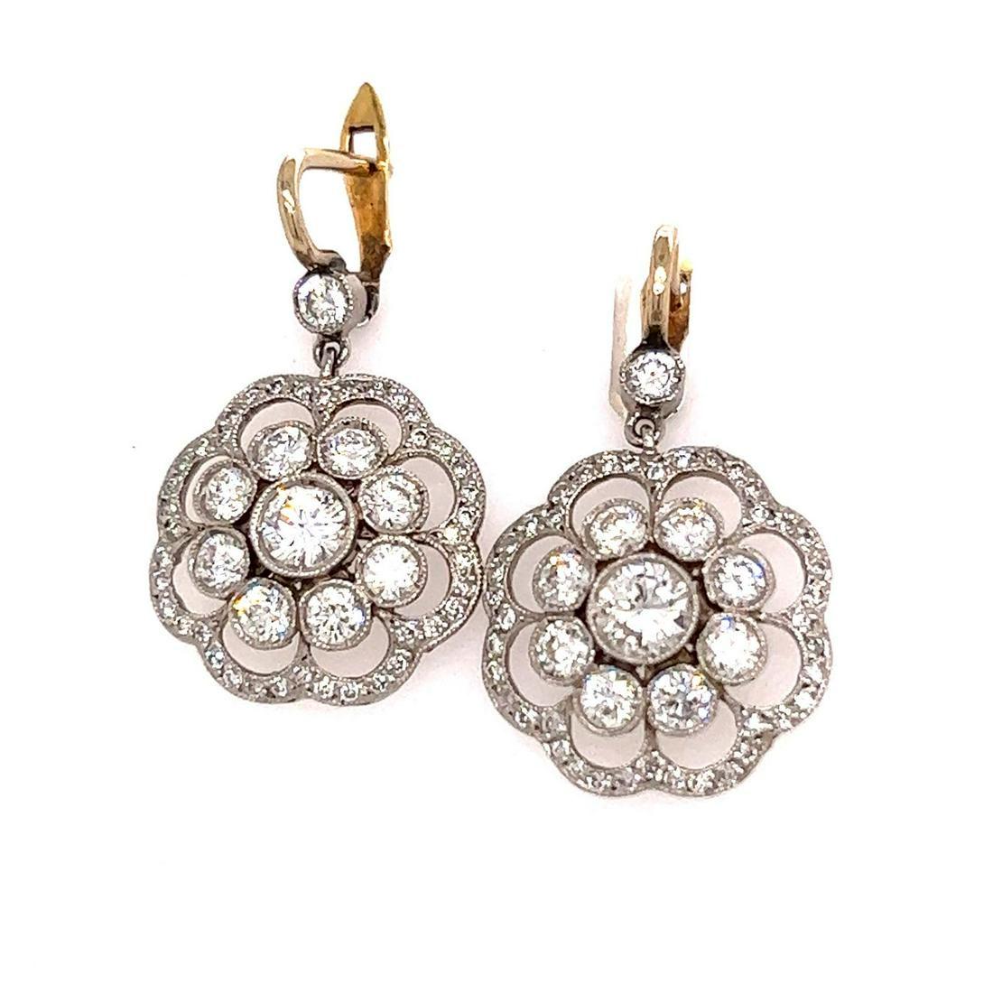 Platinum 18k Flower Diamond Earrings (1 of 1)
