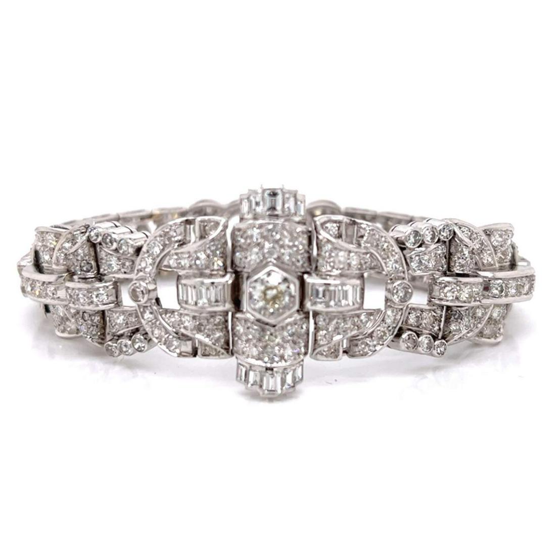 French Art Deco Platinum Diamond Bracelet (1 of 1)