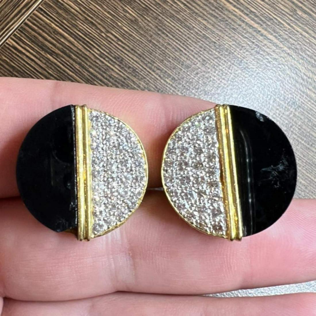 18K Onyx & Diamond Earrings (1 of 1)