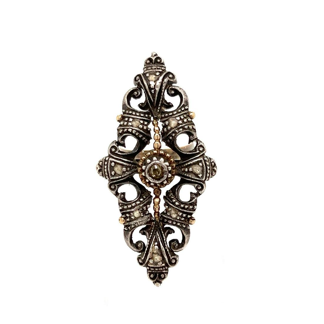 Georgian Gold & Silver Diamond Ring  (1 of 2)
