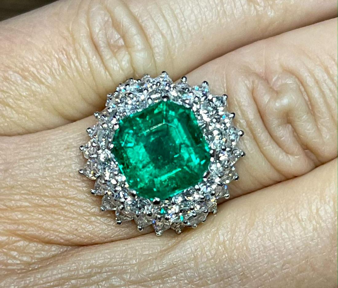 Platinum GIA Certified Colombian Emerald and Diamond Ring (1 of 1)