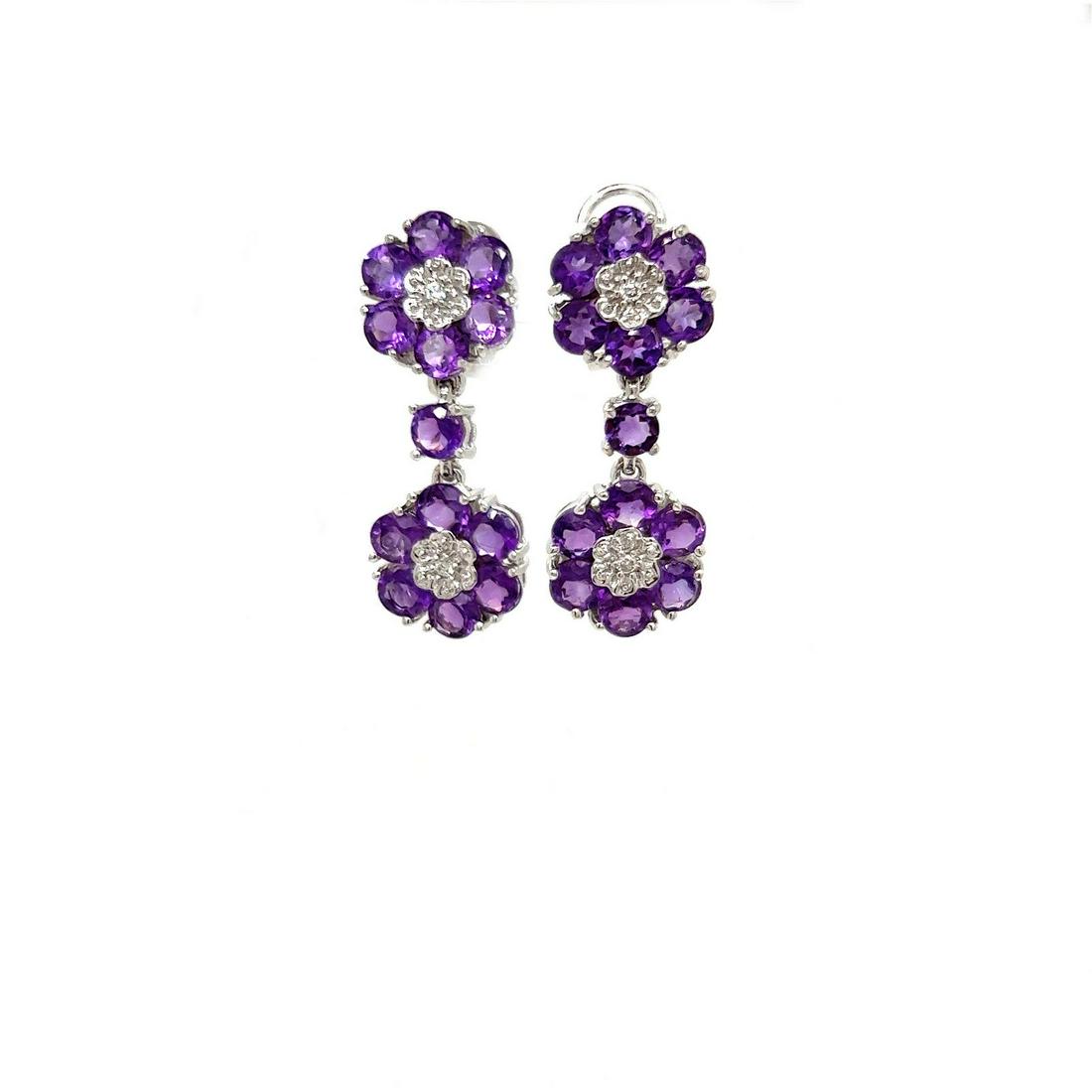 18k Amethyst Flower Dangle Earrings (1 of 1)