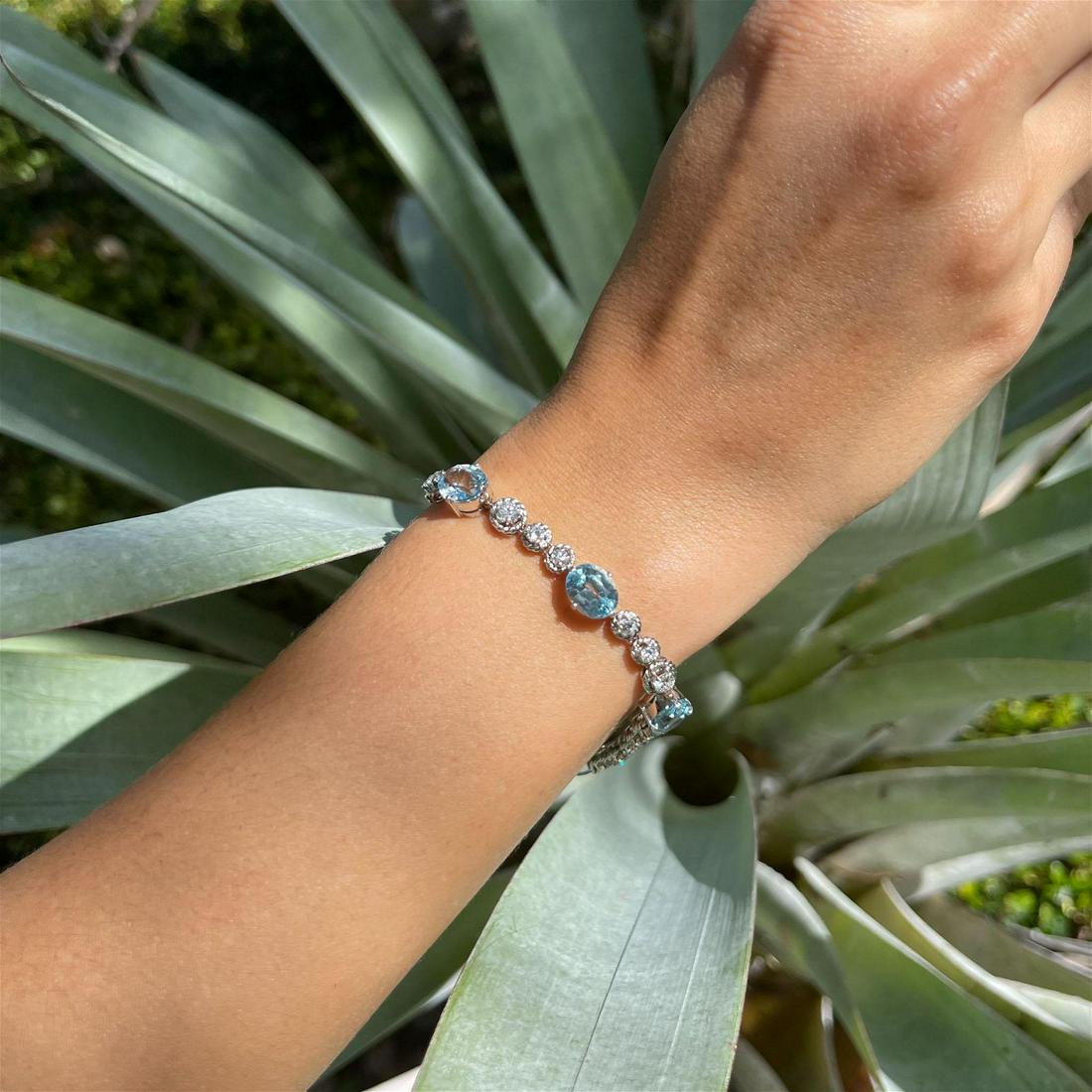18k Art Deco Diamond Aqua Bracelet (1 of 2)