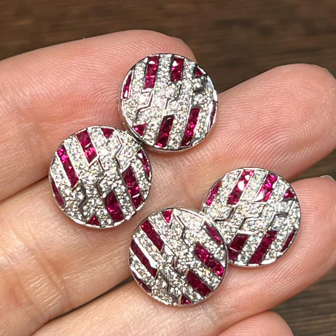 Platinum Burma Ruby and Diamond Cufflinks (1 of 2)