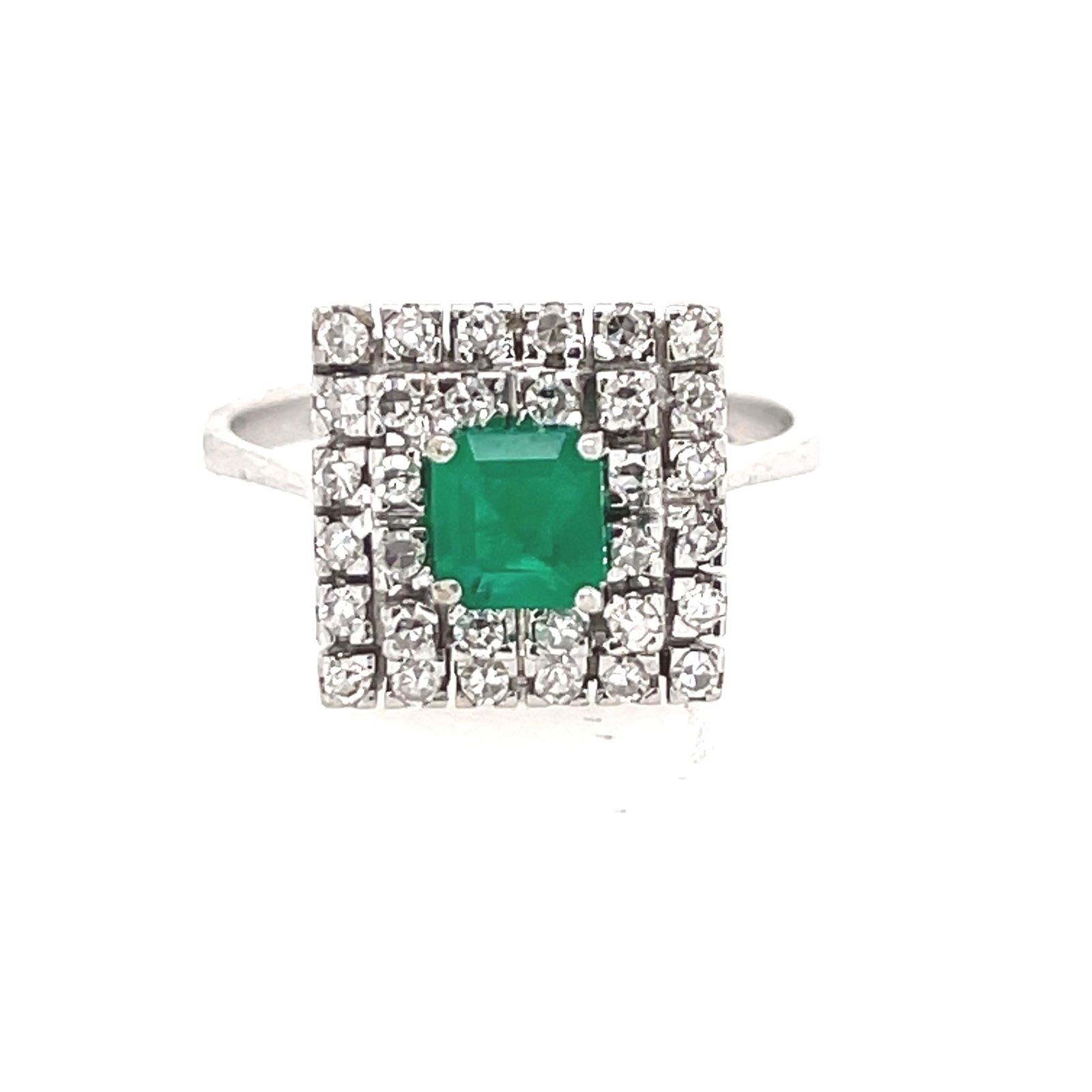 Art Deco 18k Diamond Emerald Ring (1 of 2)