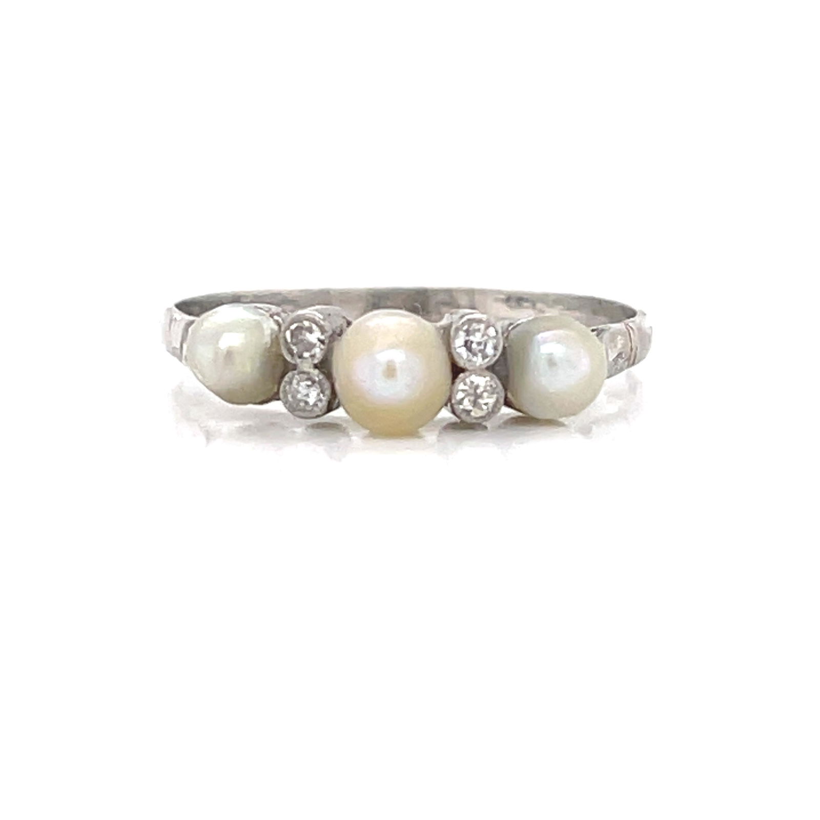 Platinum Art Deco Diamond Pearl Ring (1 of 2)