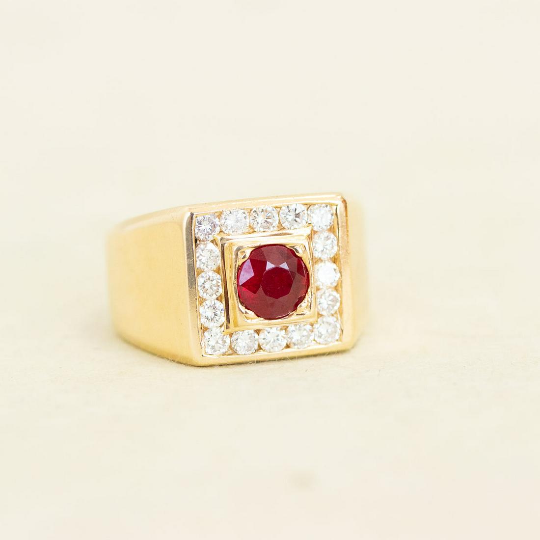 14k Ruby & Diamond Surround Ring (1 of 2)