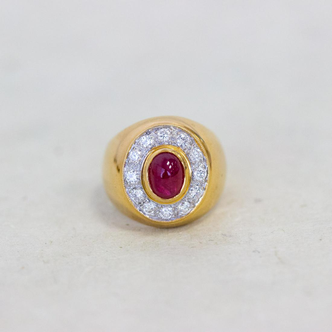 18k Ruby & Diamond Surround Dome Ring (1 of 2)