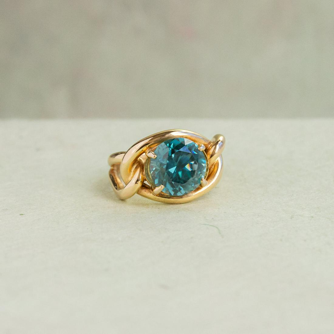 14k Blue Zircon Solitaire Ring (1 of 3)