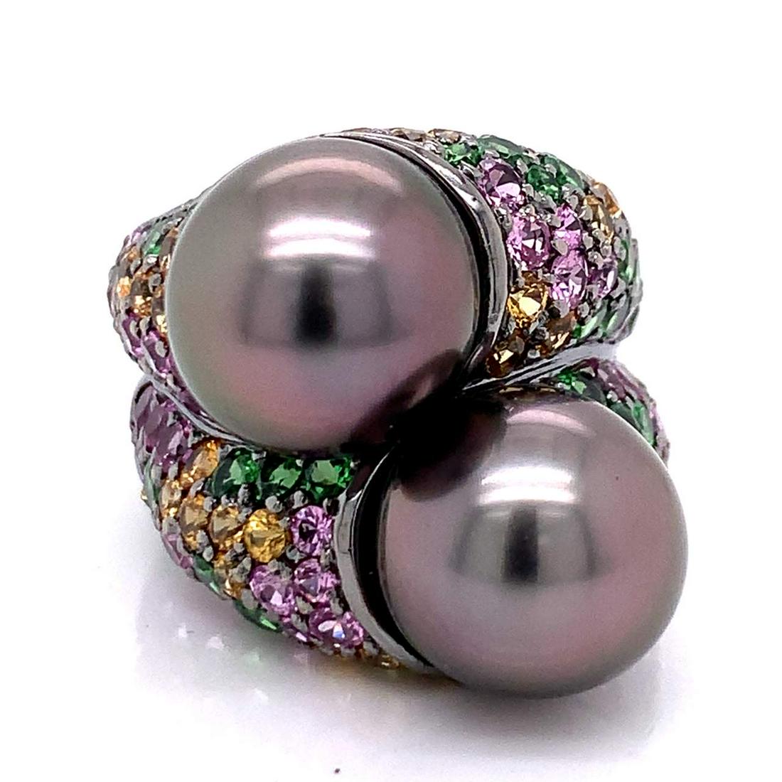 18K White Gold South Sea Pearl and Sapphire Ring (1 of 1)