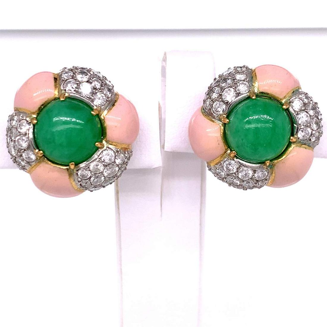Fratelli Piccini Firenze 18K Jade and Diamond Earrings (1 of 1)