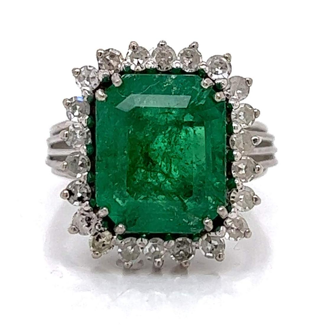 Antique Platinum Colombian Emerald and Diamond Ring (1 of 2)