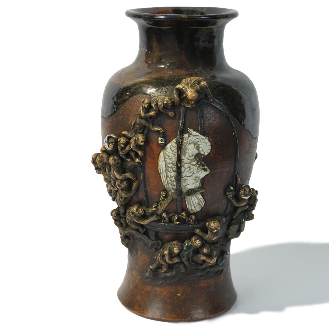 A fine Meiji Japanese sumidagawa pottery vase (1 of 3)