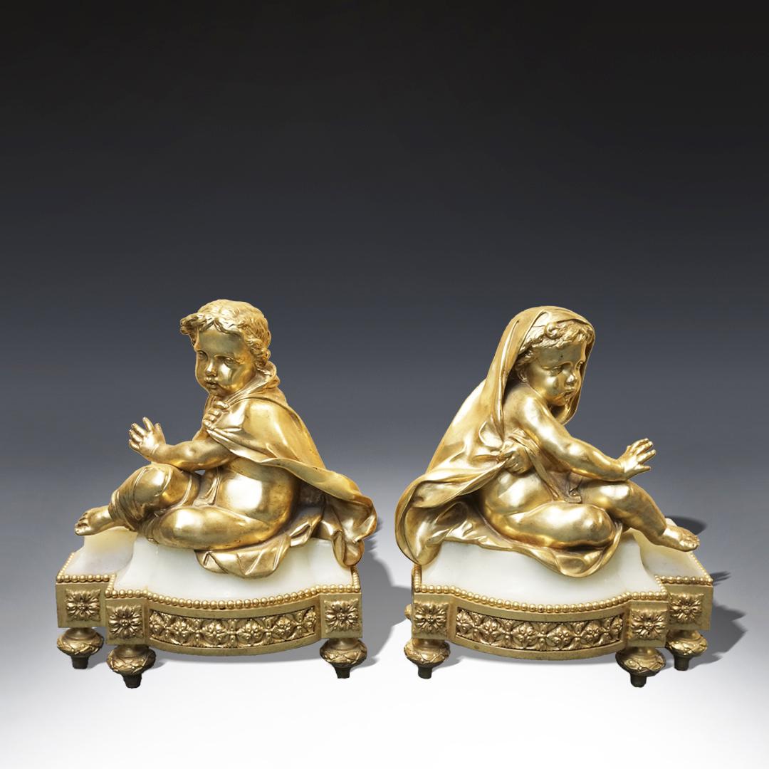 Pair of french XIX Century bronze Chenets (1 of 1)